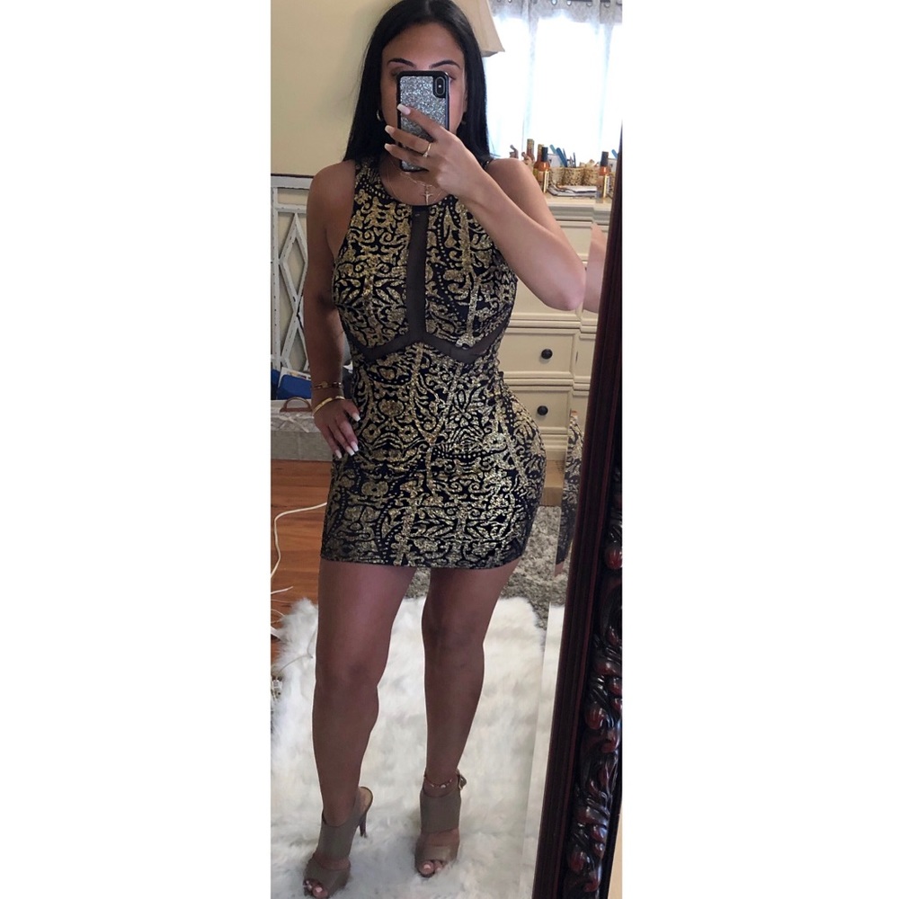 Black & Gold body con dress